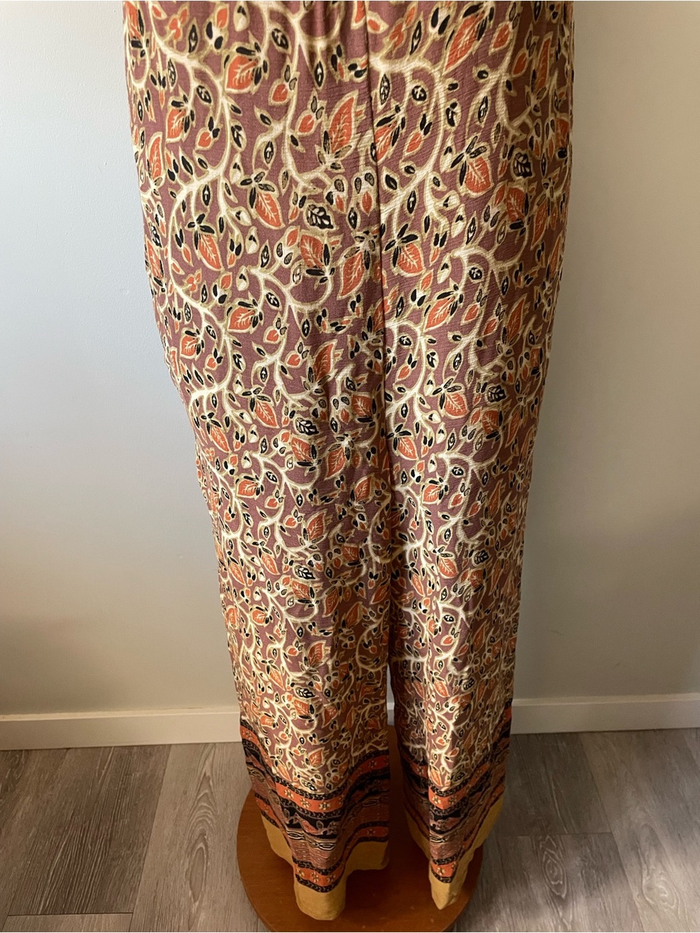 90s Vintage Boho Wide Leg One Piece Jumpsuit Earthy Hippie Tie Strap Festival - Picture 4 of 8